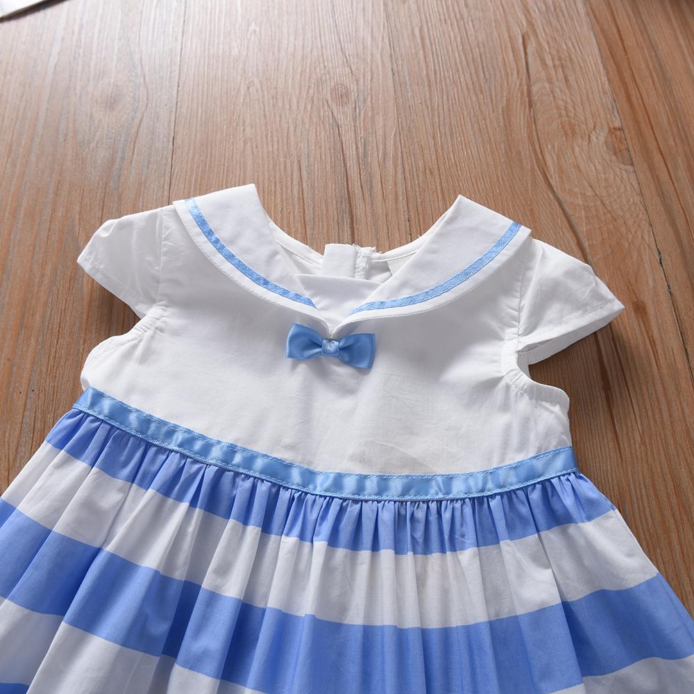 Dívčí pruhované šaty 2025 Nové Letní Ležérní Dívčí Šaty s Krátkým Rukávem Denní Šaty Dětské Bavlněné Oblečení 2-6T