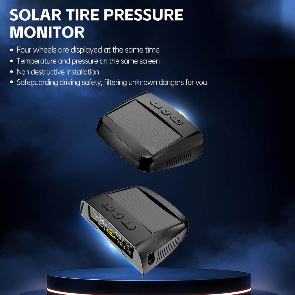 USB / Solar TPMS Digitalanzeige Reifentemperaturüberwachung 0-6,8Bar 4 Externe Sensoren Auto Reifendruckkontrollsystem Universal