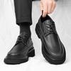 Men's round toe leather shoes Minimalist and versatile style Daily Office Outdoor Wedding Leisure Business Men's Black Sho