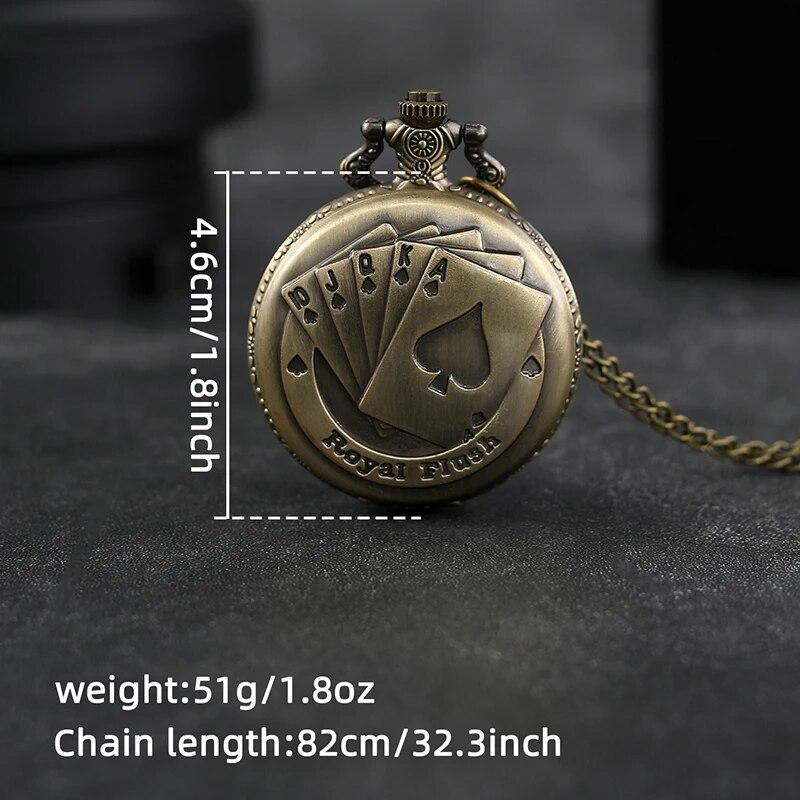 Best Gifts Luxury Quartz Pocket Watch Design Playing Card Necklace Pendant Pocket Watch Clock for Mens Womens
