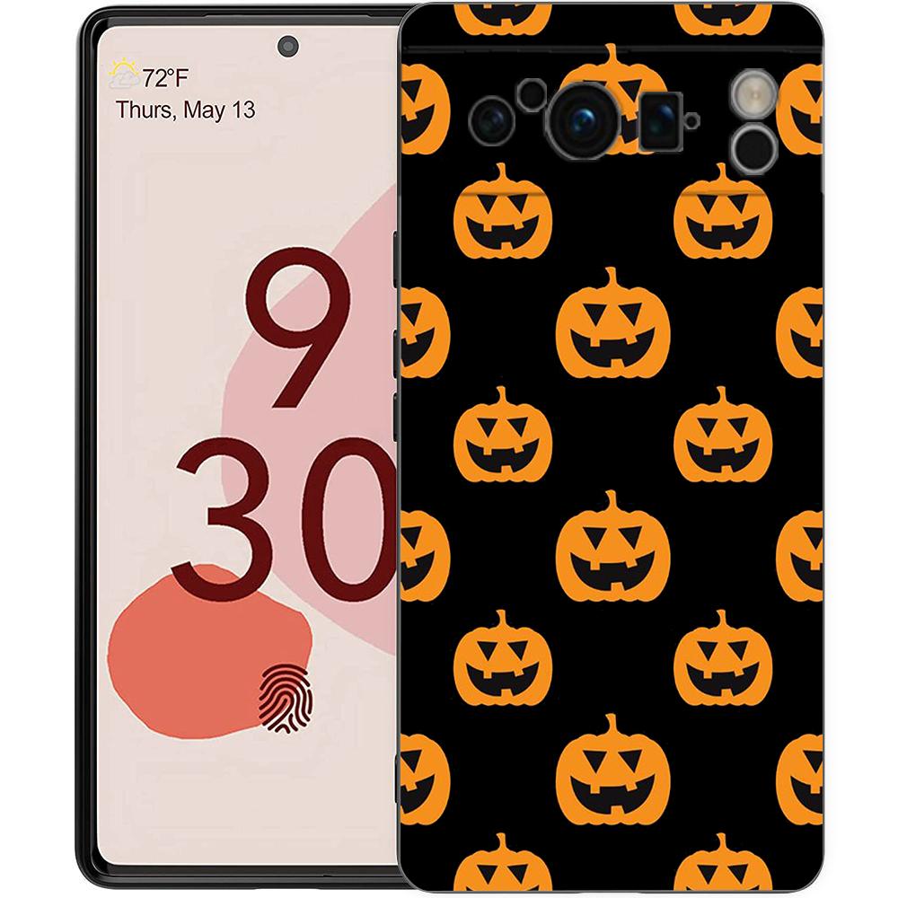 Autumn Leaves Fall Fox Pumpkin Halloween Phone Case For Google Pixel 8 A 7 6 Pro 6A 5G Black Soft Back Cover Silicone TPU Shell
