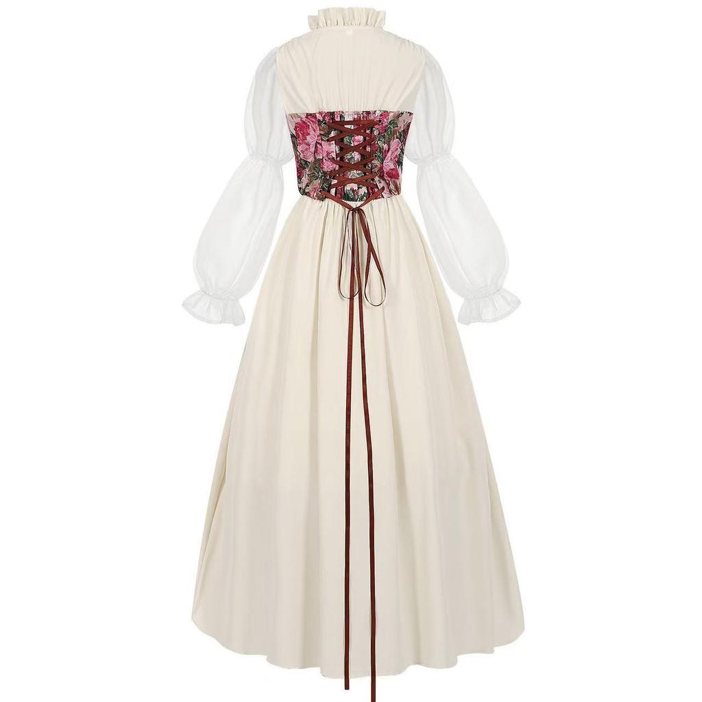 Vintage Court Medieval Tunic Dress Stage Show Halloween Costume