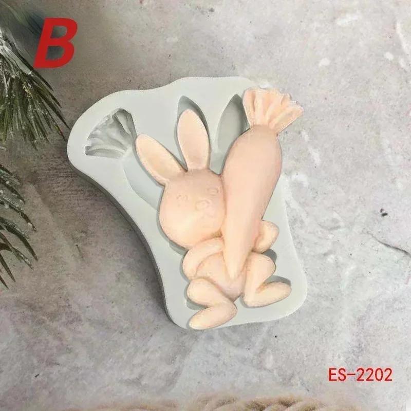 Kitchen Cute Handmade Creative Molds Easter Party Decoration Rabbit Carrot Easter Eggs Silicone Mold Chocolate Cookies Tools