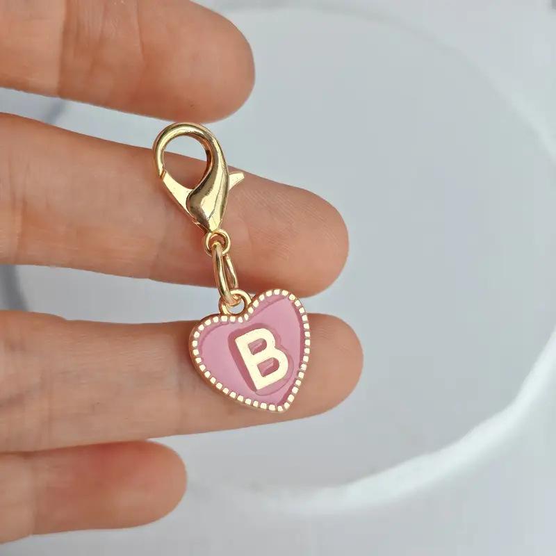 Cute Alphabet 26 Letters Heart Keychain For Bags Earphone Charm Pendants Accessories Gifts With Lobster Buckle