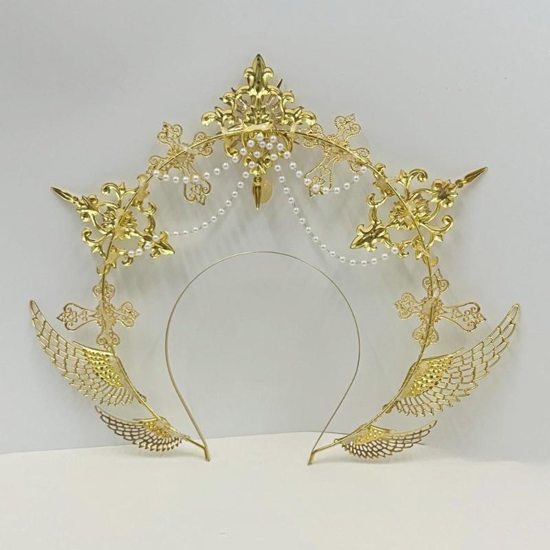 Angel Halos Crowns Marys Goddesses Headband Golden Tiaras Lolitas Crowns Wedding Cosplay Halloween Headdress Headpiece