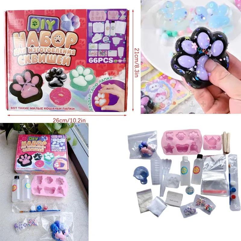 DIY  Squishy Cat Kit Set - Liquid Silicone Gel Making Kit Kawaii Cartoon Character Squishiesa Squishy Cat Cartoon Characters
