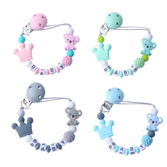 Pacifier Chain Cute Baby Teething Chew Toy Cartoon Koala Beads Soother Chain for Infant
