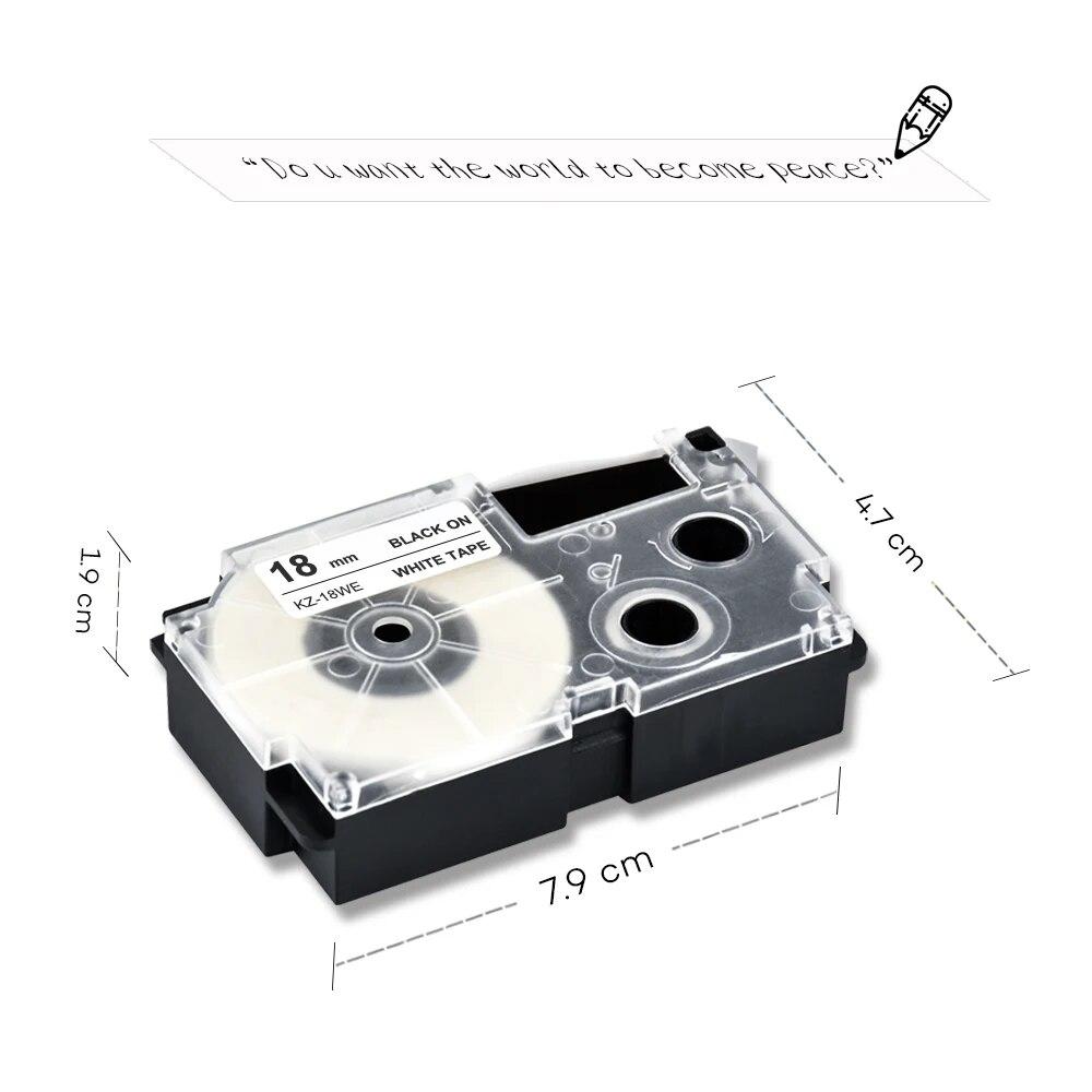 5 Packs 18mm Label Tape XR-18GN XR18YW XR18WE XR18BU Ribbons Compatible for Casio EZ Label Printer KL-100 KL120 KL60 KL-750
