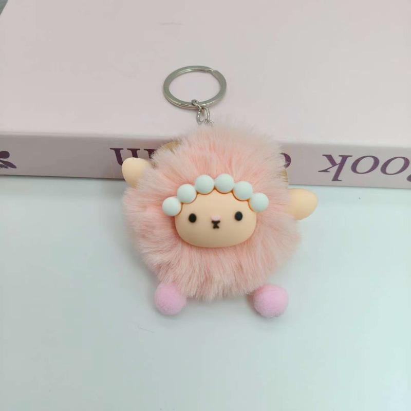 Creative plush cartoon sheep fur ball plush keychain pendant doll doll school bag pendant