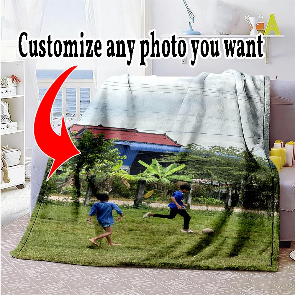 Customize Photo Customize Image Blanket Cozy Personalized Blanket Soft Warm Cozy Perfect for Picnics Office Couch Home Decor Four Seasons Multipurpose