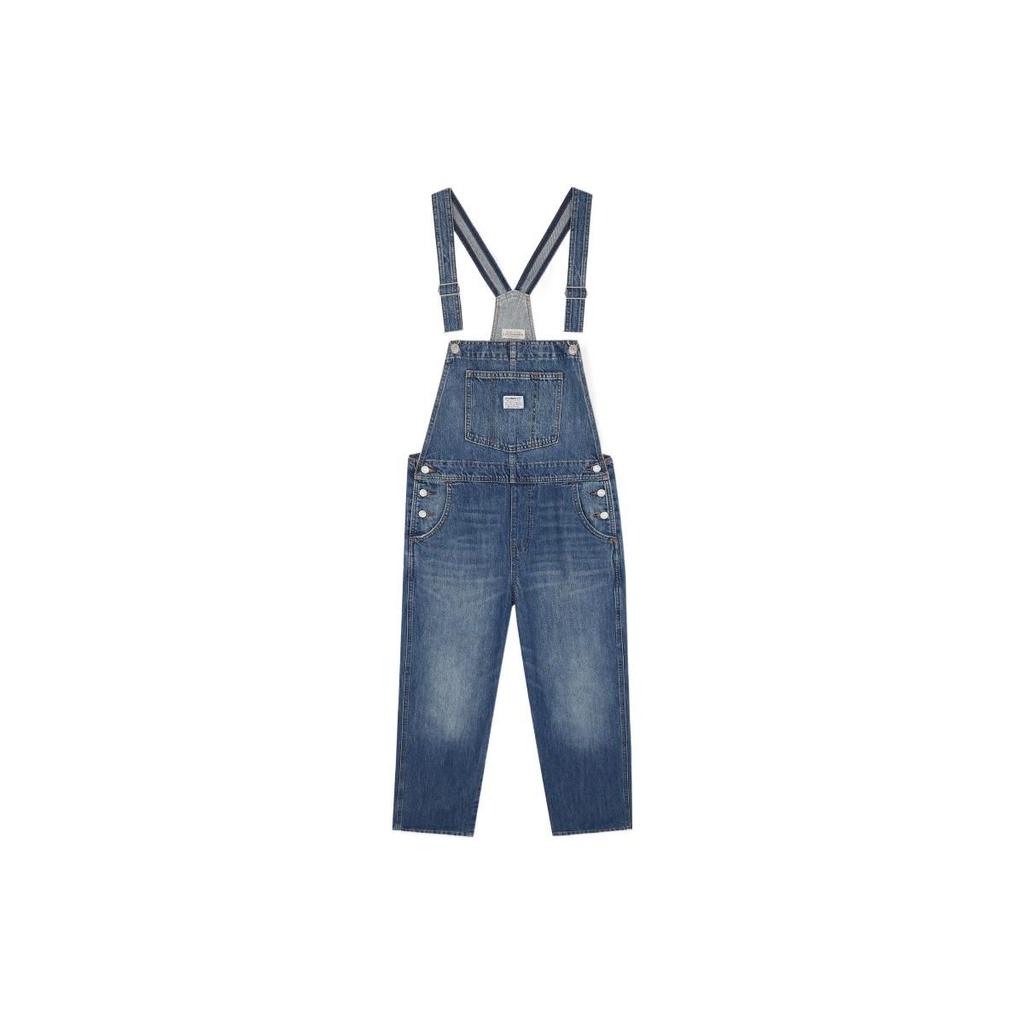 Levis SS22 Solid Color Loose Denim Overalls Women overalls Blue 85315-0014