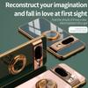 Compatible with Google Pixel 9 PRO XL: Electroplated Silicone Case with Magnetic Ring Holder for 8 PRO.