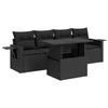 VidaXL Garden Lounge Set 5 Pcs with Cushions Black Wicker 3326396