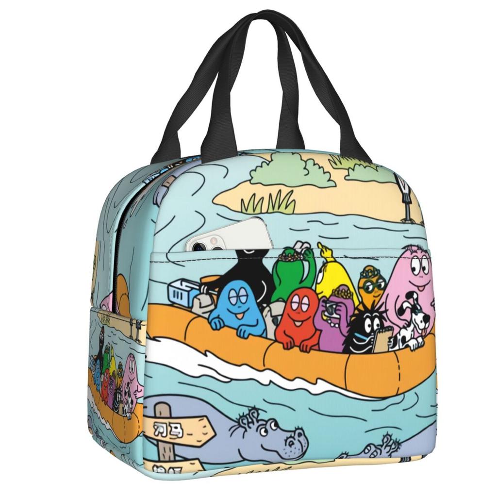 Custom Barbapapa Insulated Lunch Bag for Women Leakproof Cartoon Animated Film Cooler Thermal Bento Box Office Picnic Travel