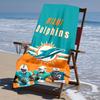proof beach towel with Miami Dolphins logo pattern - soft,absorbent,quick-drying,machine washable - perfect for swimming,camping,bathing
