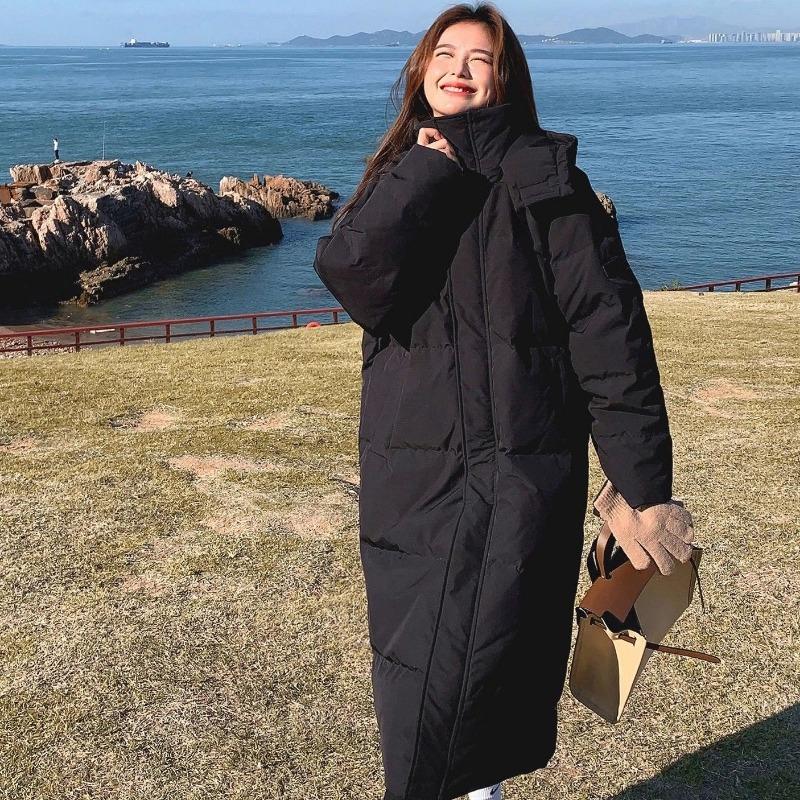 Parkas New Korean Long Cotton Coat for Female Students Knee-high Winter Fashionable Loose Down Cotton Coat