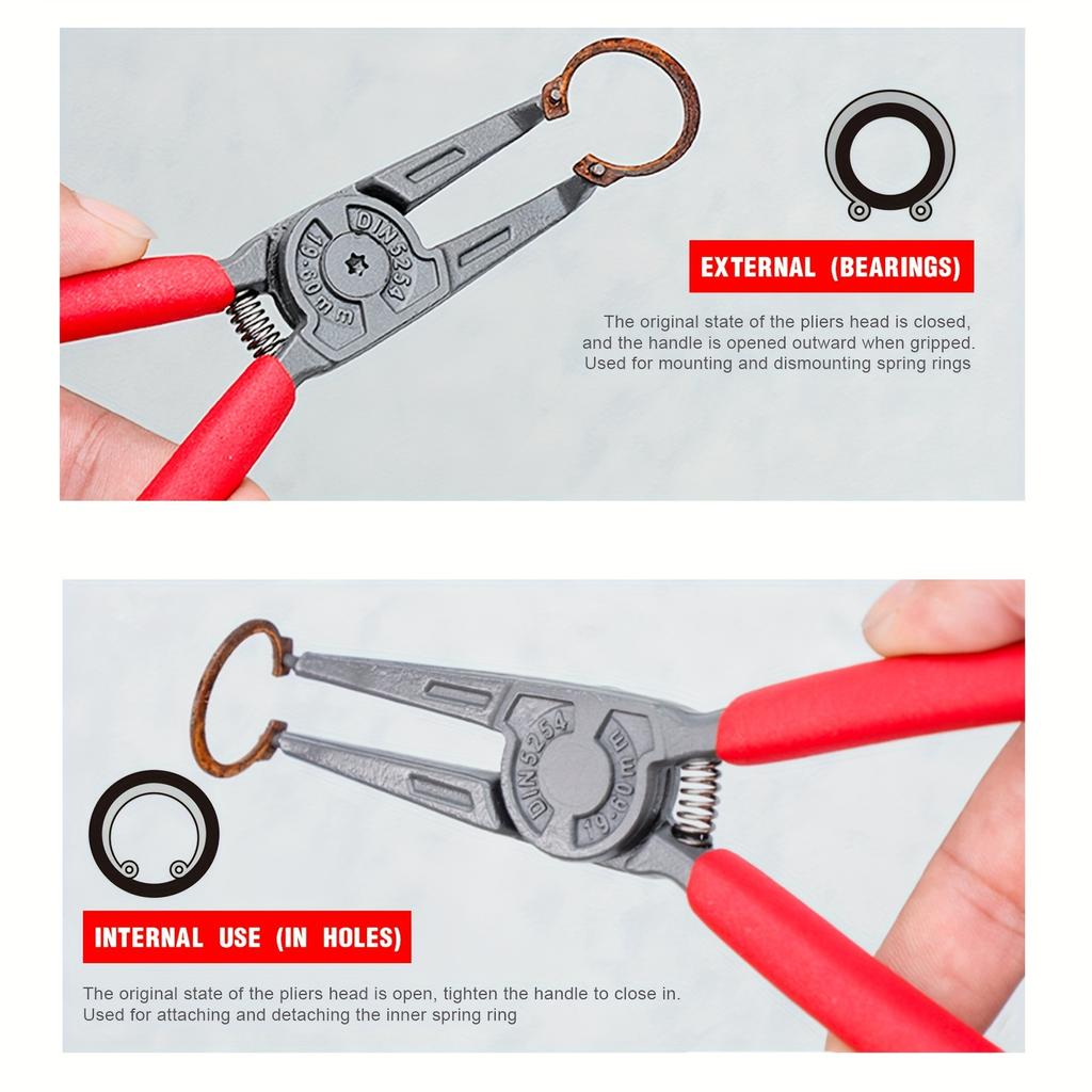 4 pcs 7 inch Circlip Pliers for Removing Installing Gearshift Locking Rings Special Angle Tip Circlip Retaining Ring Pliers Tool