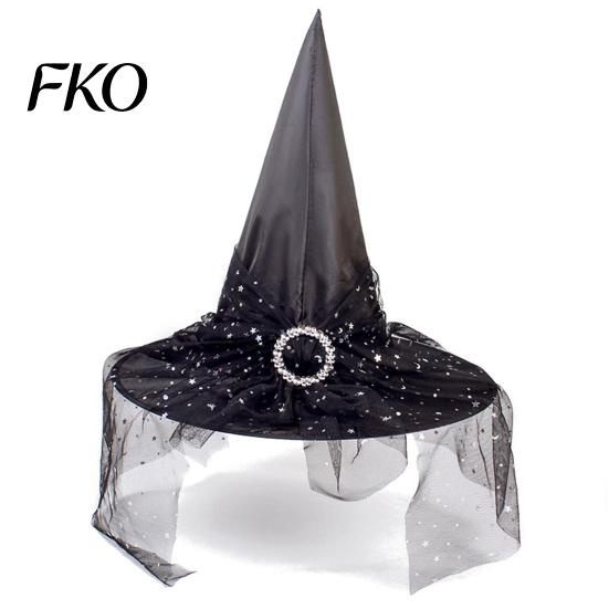 Halloween Witch Hat Wizard Hat, Adult Kids Cosplay Cone with Spider Leather Web Star Decor, Gothic Party Costume Prop, Trick or Treat Accessory