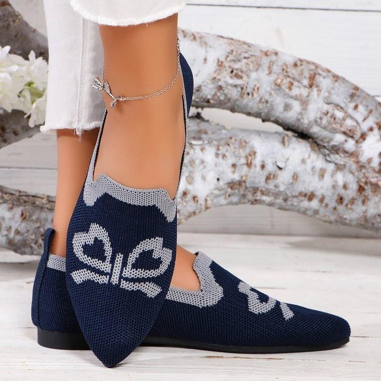 

Foreign trade large size 2025 spring new fly-woven small single shoes casual shallow mouth pointed one-pedal single shoes 43 тёмно-синий
