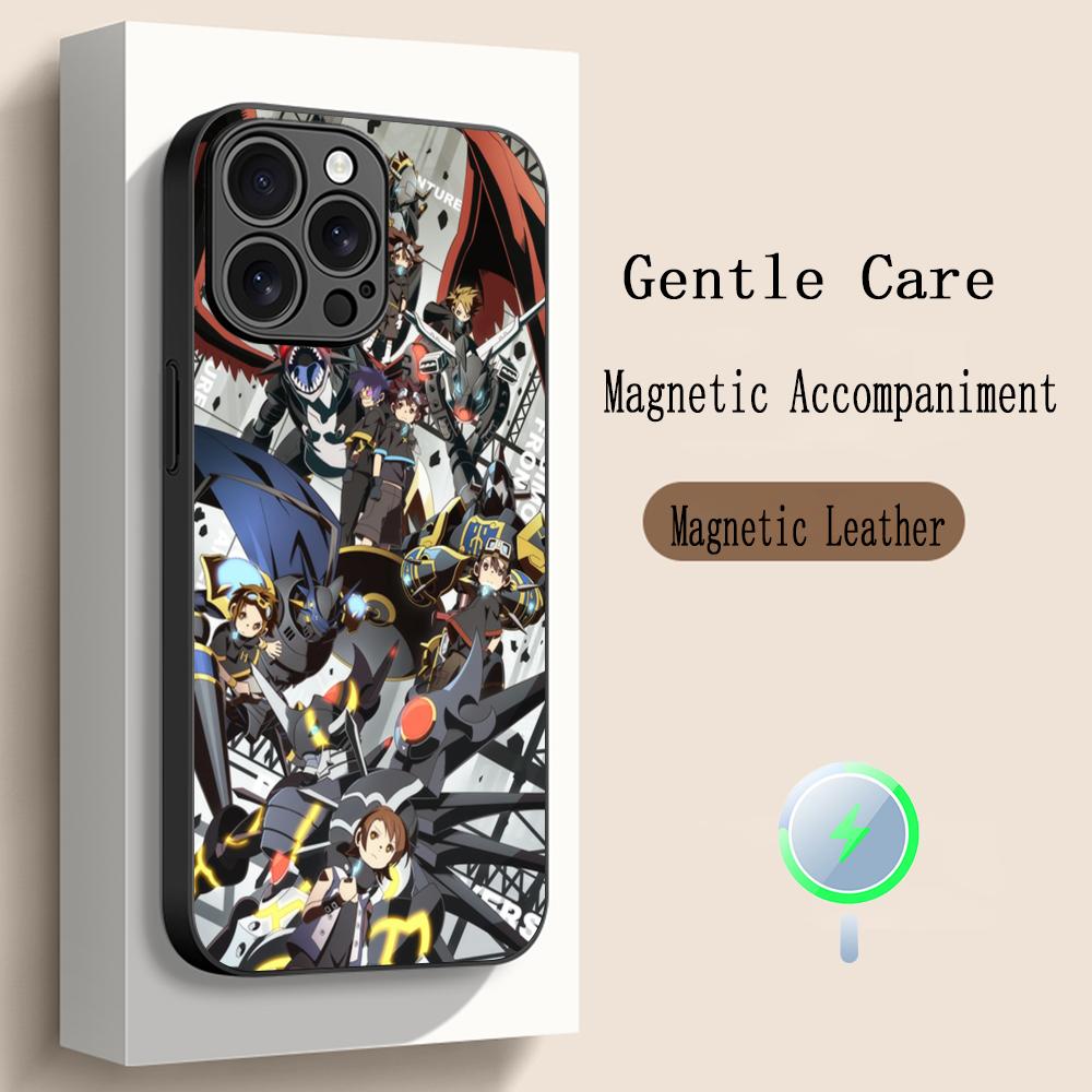 Classic Anime Digimon Japan Art Poster Phone Case For iPhone 17 16 15 14 13 12 Plus Pro Max High-end Luxury Magsafe Sheepskin