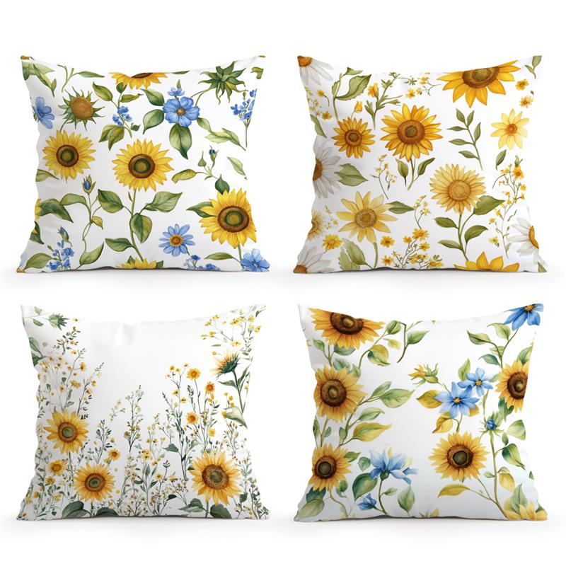 1Pc Small Sunflowers Pillow Cover For Home Living Room Bedroom Sofa Office Decorative Pillowcase Soft Throw Pillows 45X45Cm