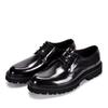 Men's British Style Patent Leather Derby Shoes - Formal Lace-up with Thick Sole & Round Toe