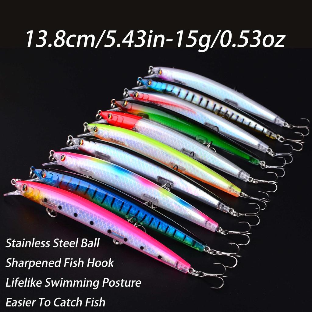 Flying Minnow Laser Fishing Lure - Floating, Long Cast for Bass & Freshwater/Sea Fishing