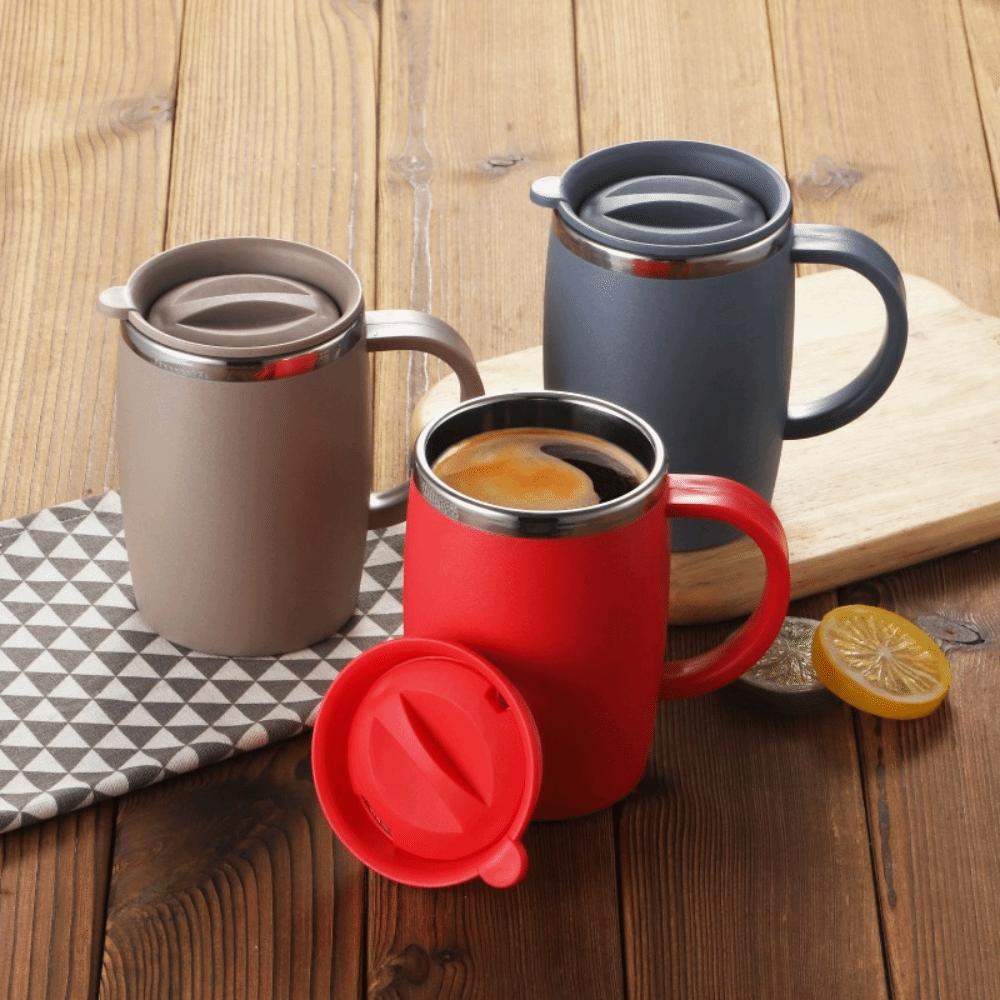 500ML Coffee Cup with Lid Water Cup Portable Thermal Cup  Heat Insulation