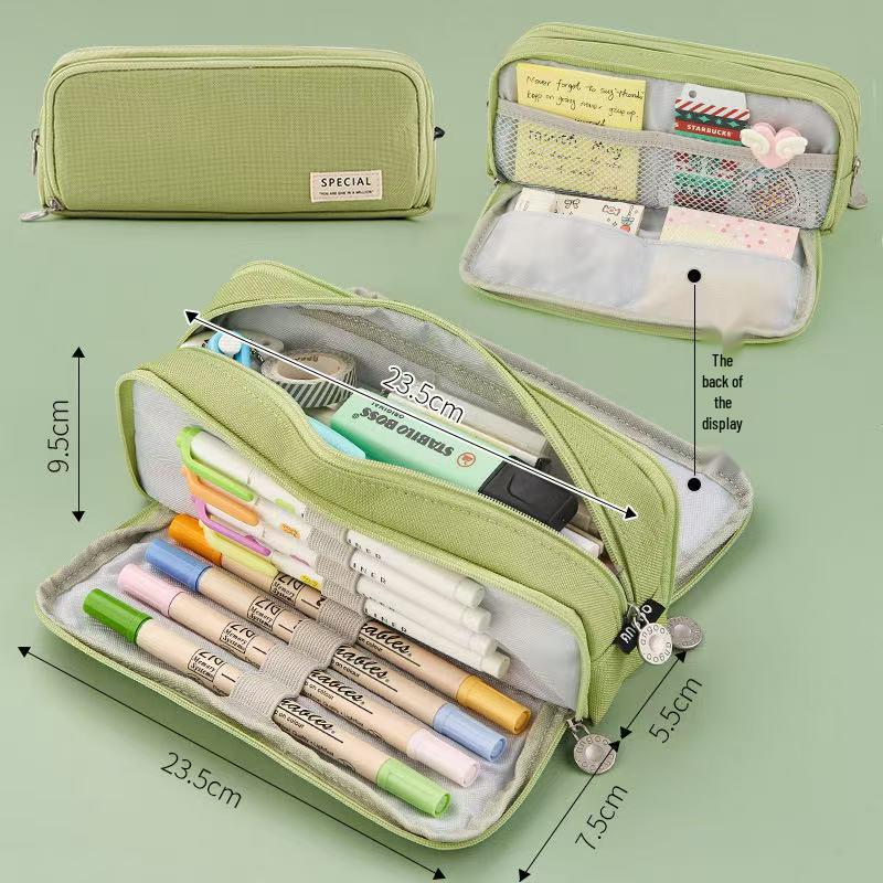 Korean Style Large Capacity Oxford Cloth Pencil Bag with Double Window