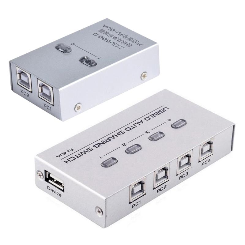 USB2.0 Switcher 2/4 Port Sharing Switcher USB Switcher with 2/4 USB2.0 Ports USB Cable for Printers Keyboards Drives