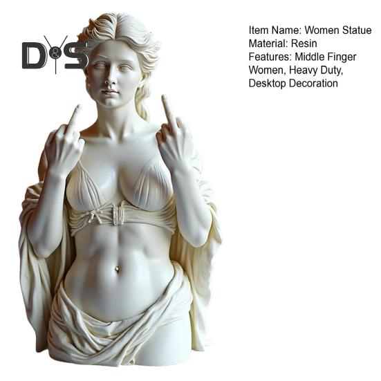 Middle Finger Women Bust Statue Women with Attitude Resin Sculpture Figurine Home Office Bookshelf Desktop Decoration Ornament