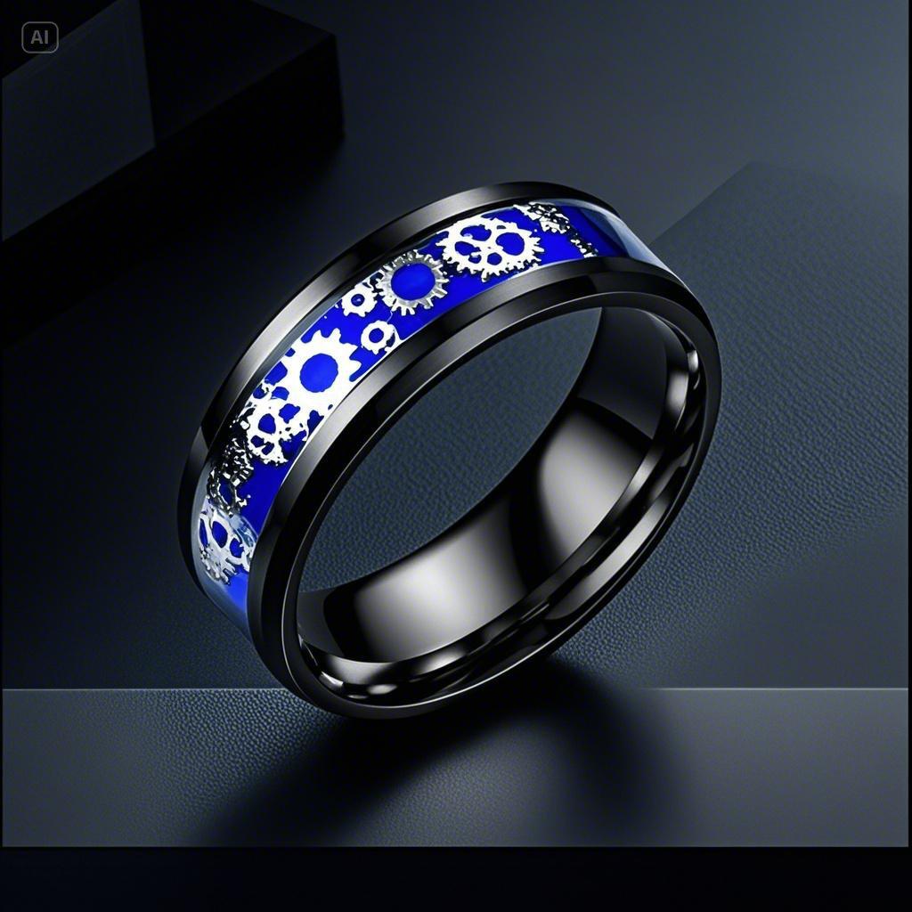 New Men's Titanium Steel Gear Fashion Ring - Trendy European and American Style Jewelry