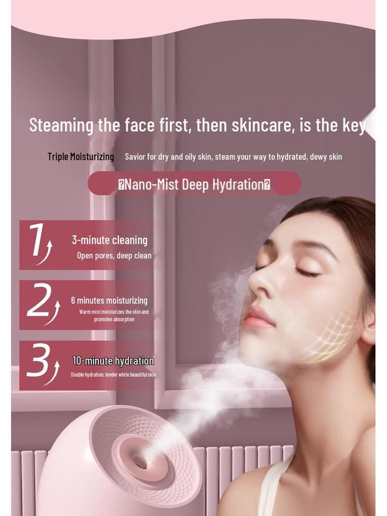 Nano Mist Facial Steamer: Hydrating & Pore-Opening Humidifier for Home