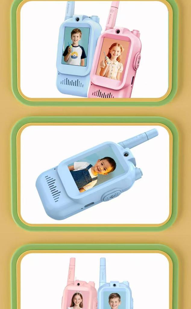 Kinder-Video-Walkie-Talkie mit großer Reichweite, Antenne und TYPE-C-Ladefunktion – Süßes interaktives Outdoor-Spielzeug mit verlängerter Akkulaufzeit