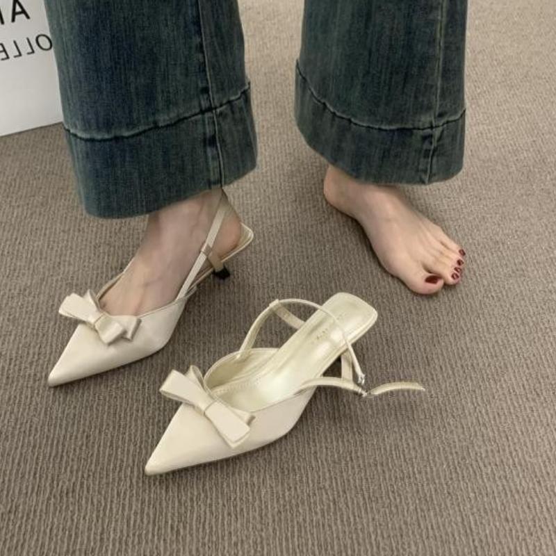Summer Slip on High Heel Women Sandals Fashion Butterfly-knot Singbacks Pumps Stripper Party Female Sandalias