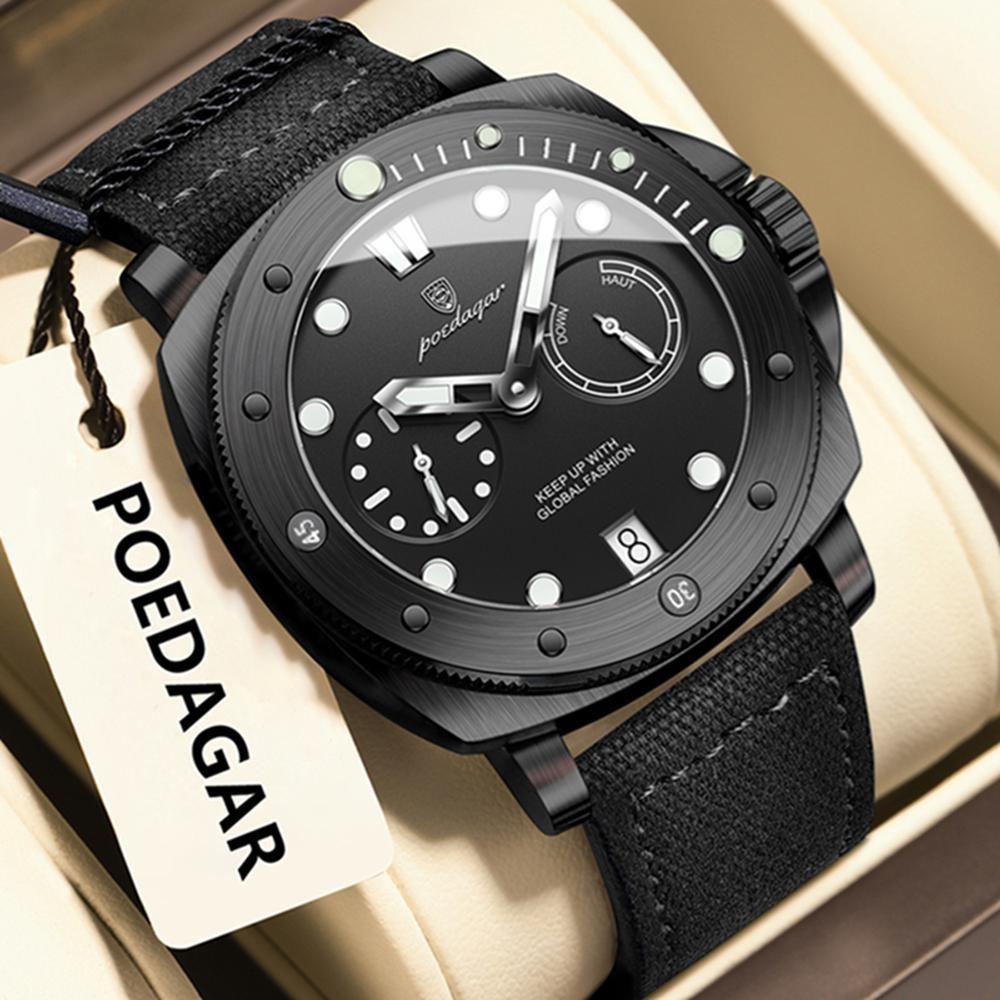 POEDAGAR High Quality Military Watch For Man Waterproof Luminous Date Fashion Men Clock Nylon Leather Quartz Watches