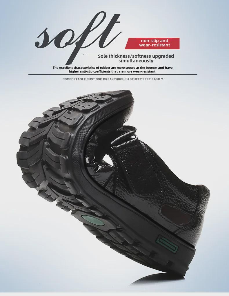 Herrsommar Sandaler i andningsbart läder - Svarta Casual Koreansk stil Formella skor