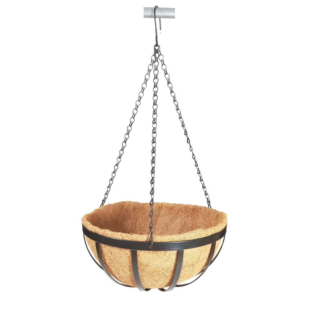 Coir Hanging Planter Basket - 10 Inch Wire Hanging Basket for Indoor Outdoor Plants