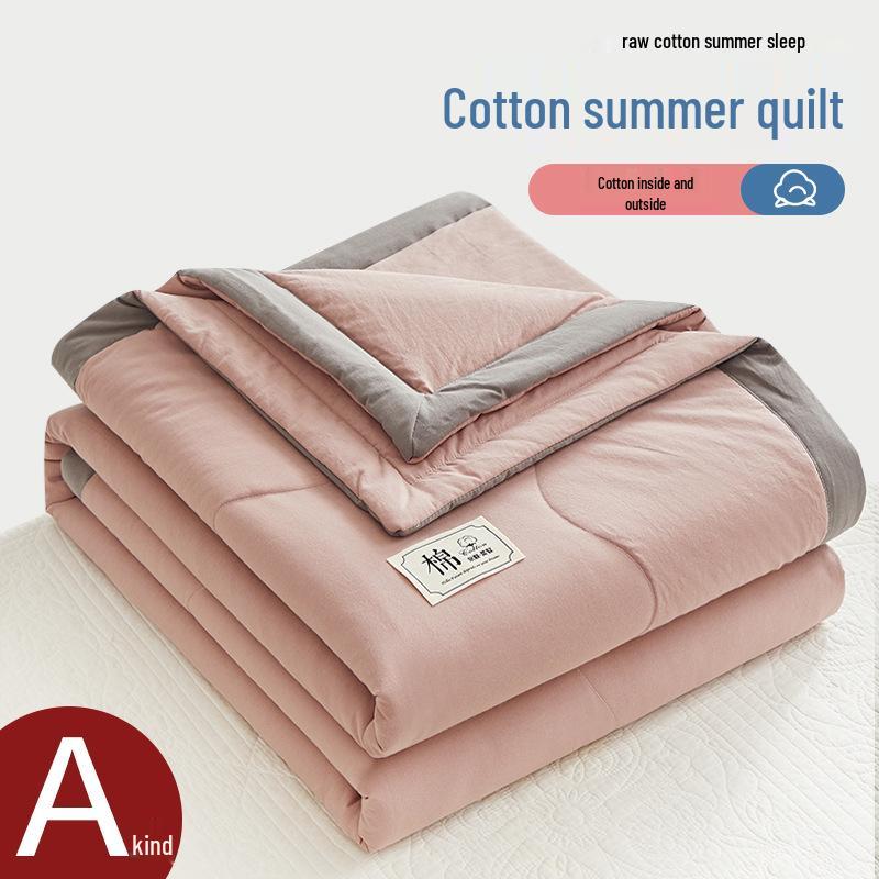 Cotton Solid Color Summer Quilt - Lightweight & Breathable for Dorms and Homes