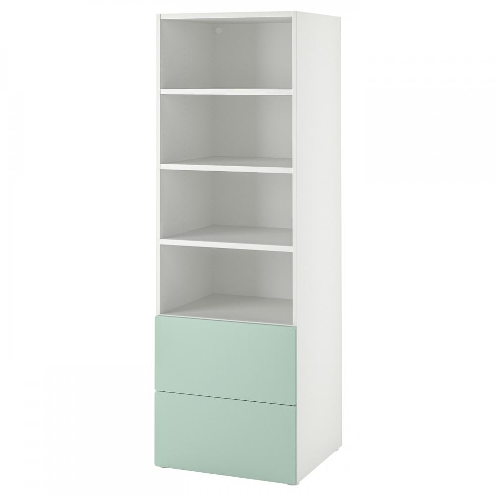 

ИКЕА СМ СТАД Смостад ПЛАТСА книжный шкаф белый салатовый + 2 ящика 60х57х181 см