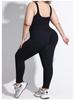 Plus Size Ribbed Backless Jumpsuit: Double Shoulder Strap, Body Shaping, Seamless Hip Lifting Yoga Wear