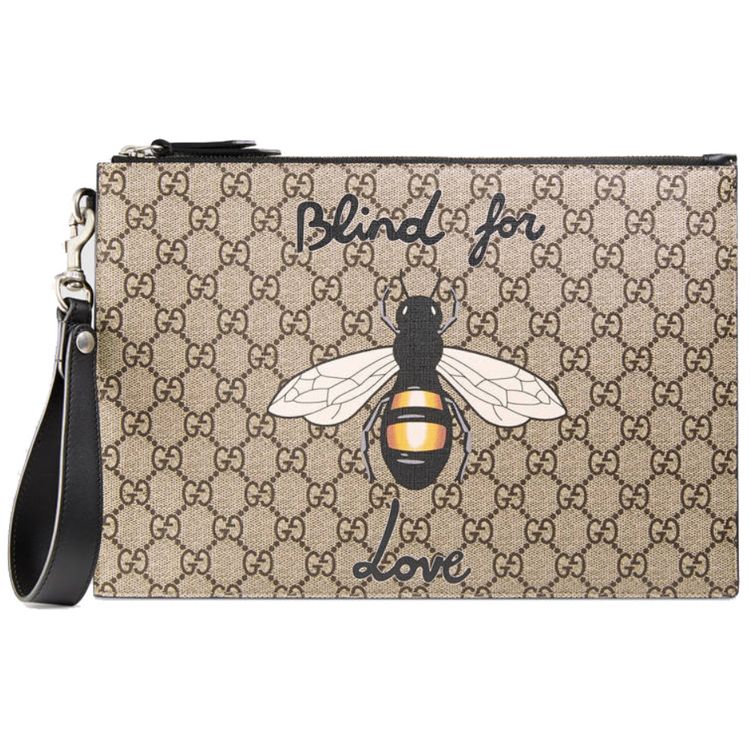 

Gucci Логотип з принтом бджіл Знімний ремінець на зап ястя Полотно та шкіра Середній клатч Чоловічий клатч Ебенове Чорне 473904-9CD1N-8666 Box(Basic Set+Box)