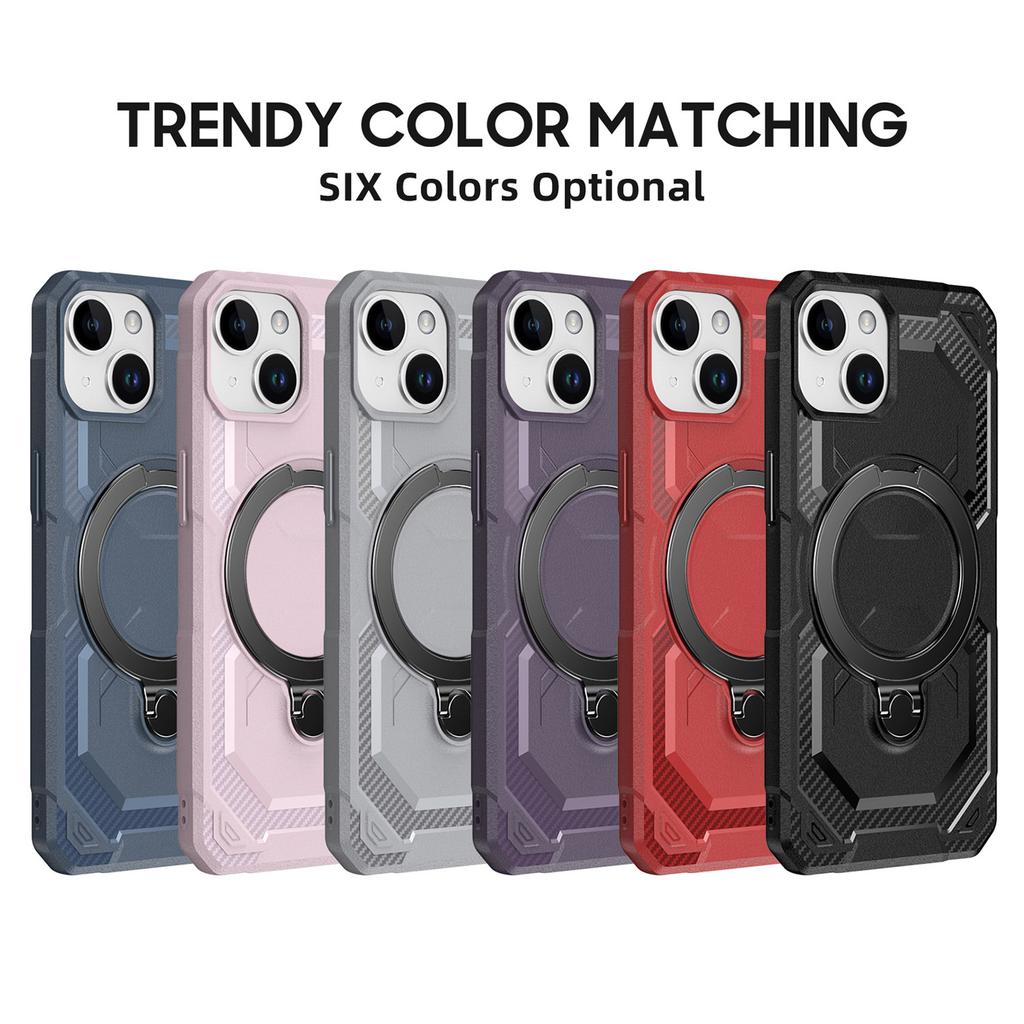 For iPhone 15 Case Compatible with MagSafe Kickstand TPU+PC Phone Cover