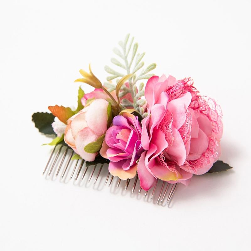 Bohemia Brides Wedding Flower Hair Comb Hairpin Bridesmaid Headdress Hair Combs Hair Accessories For Women Girls Floral Hairpins