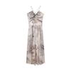 Coffee break French floral suspender dress women's summer sweet spice temperament waist seaside vacation beach long skirt