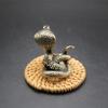 Brass zodiac snake tea table tea pet cobra small copper piece bronze carving hand handle piece office desktop decoration