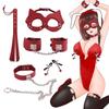 Sexuální hračky pro páry 5ks/sada Pu Bondage Ladylike Style Eye Mask Pouta Obojek Sponky na prsa Bič Flirtování