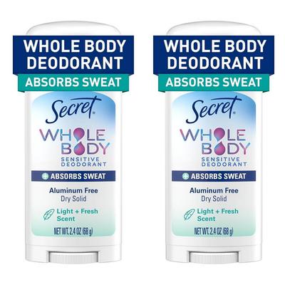 Secret Full Body Deodorant Dry Peel Stick 2.4 Oz 2 Pcs