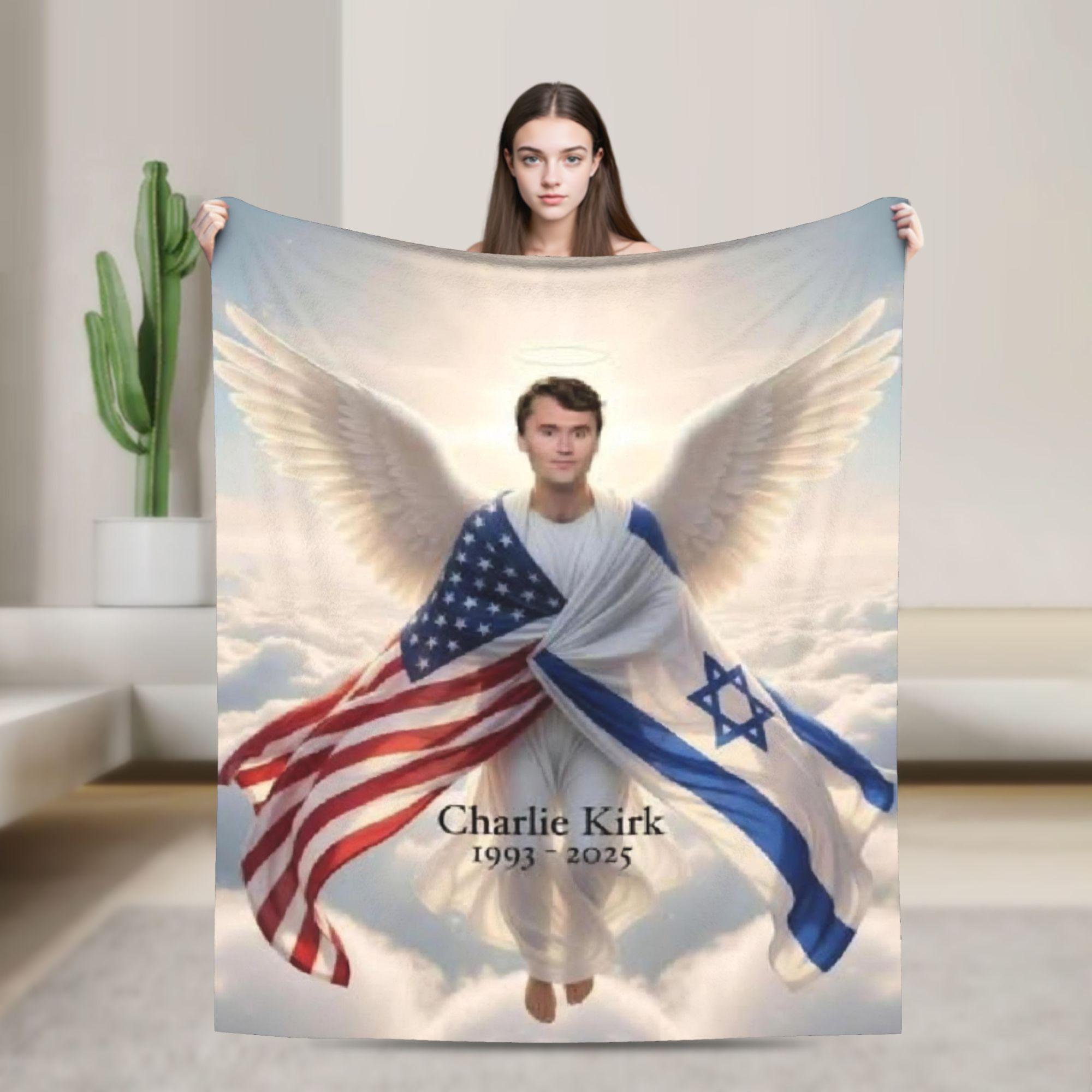 

Super Soft Charlie Kirk Angelic Advocate Throw Blanket Premium Flannel Fleece Lightweight Bed Blanket Cozy Fluffy Blankets 100x150cm