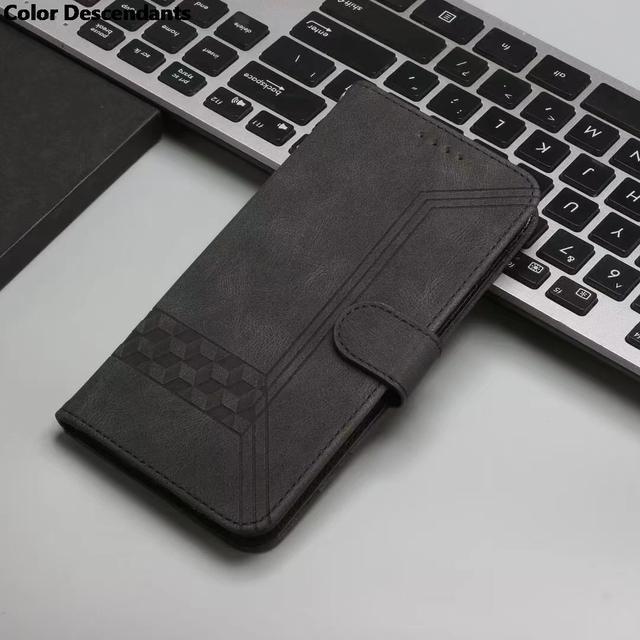 

Solid Color Plaid Leather Case For Samsung Galaxy J4 J6 Prime Plus 2018 J400 J600 J610 Flip Wallet Card Slot Bracket Book Cover For J4 2018 чёрный